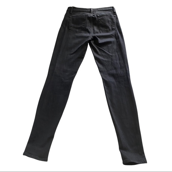 J Brand Super Skinny Blackout Black Denim Mid-Rise Destroyed Jeans Women’s 27x30 - Picture 2 of 12